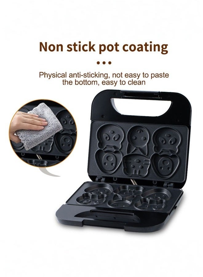 سوكاني صانع الوافل الكهربائي ، صانع كعكة الكرتون ، ألواح غير لاصقة 750 واط ، تسخين على الوجهين يجعل 6 فطائر وافل على شكل كرتون للأطفال ، SK-08005 - Image 3