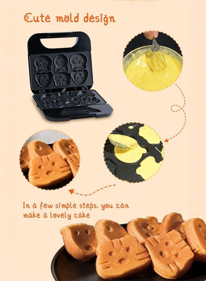 سوكاني صانع الوافل الكهربائي ، صانع كعكة الكرتون ، ألواح غير لاصقة 750 واط ، تسخين على الوجهين يجعل 6 فطائر وافل على شكل كرتون للأطفال ، SK-08005 - Image 5