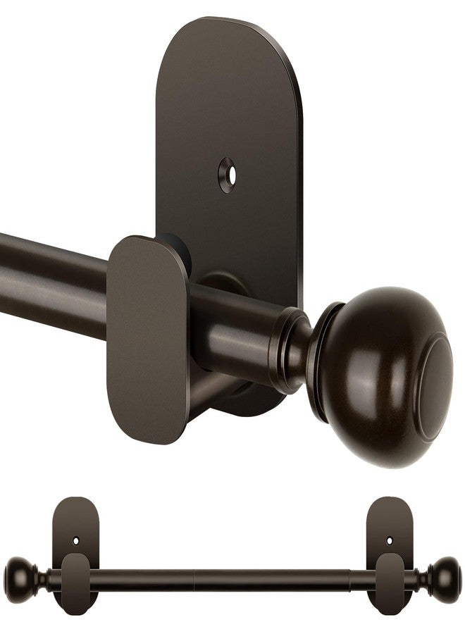 USFOOK Curtain Rods No Drilling 32 to 58 in, USFOOK 5/8 Inch No Drill Curtain Rods for Windows with 3M Adhesive Brackets, Renter Friendly Drapery Pole with Bronze Round Finials - Image 1