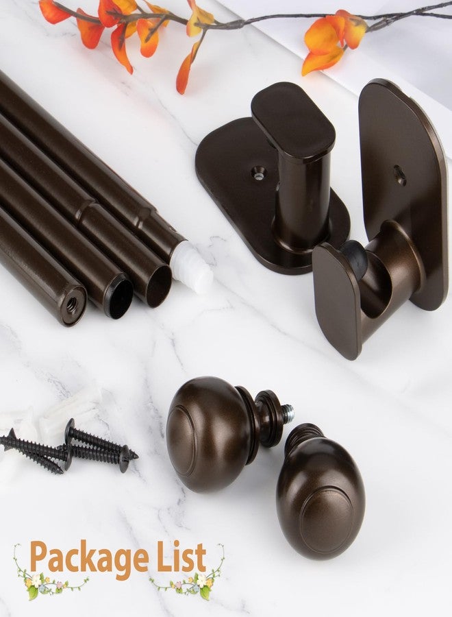 USFOOK Curtain Rods No Drilling 32 to 58 in, USFOOK 5/8 Inch No Drill Curtain Rods for Windows with 3M Adhesive Brackets, Renter Friendly Drapery Pole with Bronze Round Finials - Image 5