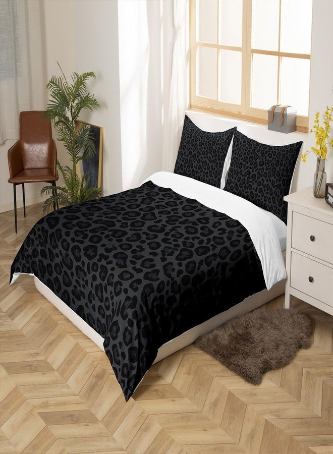 Homewish Leopard Print Kids Duvet Cover Set Full Size,Abstract Cheetah Skin Texture Bedding Set,Girls Boys Women Room Decor,Rustic Farmhouse Retro Comforter Cover,Black Noble Quilt Cover,2 Pillowcases - Image 5