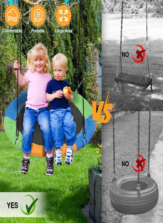 JAOTREL Tree Swings for Kids Outdoor, 40 Inch Diameter 600lb Weight & Adjustable Hanging Ropes Tree Swings, Great for Playground Swing, Backyard and Playroom(3 Colors) (Multicolor) - Image 2