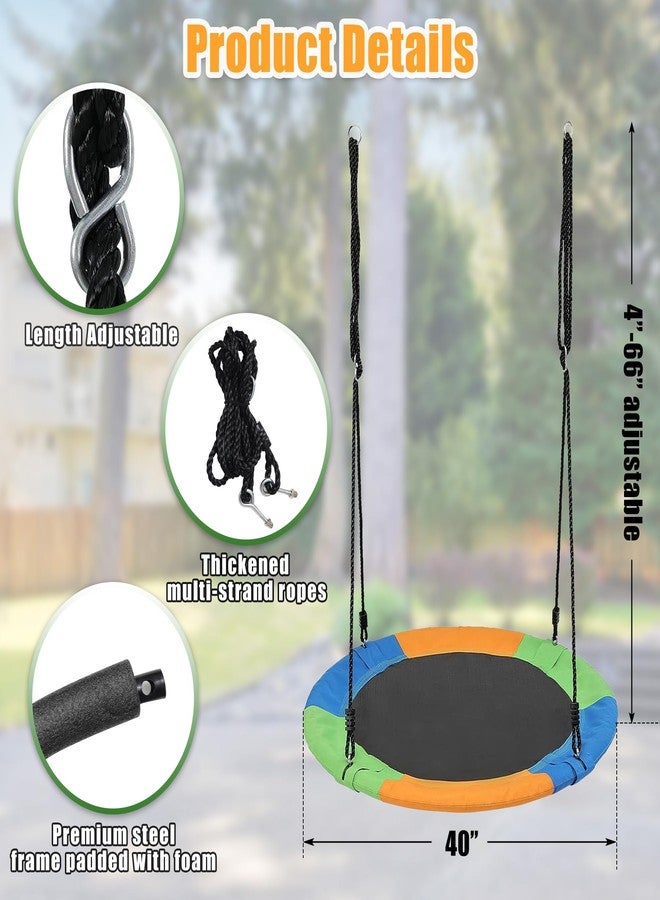 JAOTREL Tree Swings for Kids Outdoor, 40 Inch Diameter 600lb Weight & Adjustable Hanging Ropes Tree Swings, Great for Playground Swing, Backyard and Playroom(3 Colors) (Multicolor) - Image 5