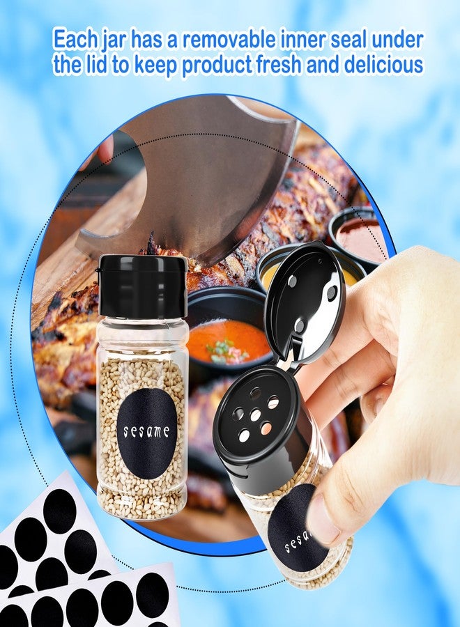 Conagel 60 Pack 2.7 oz Plastic Spice Jars with Black Lids and Labels Empty Spice Bottles Clear Seasoning Shaker Containers for Kitchen Travel Camping - Image 5