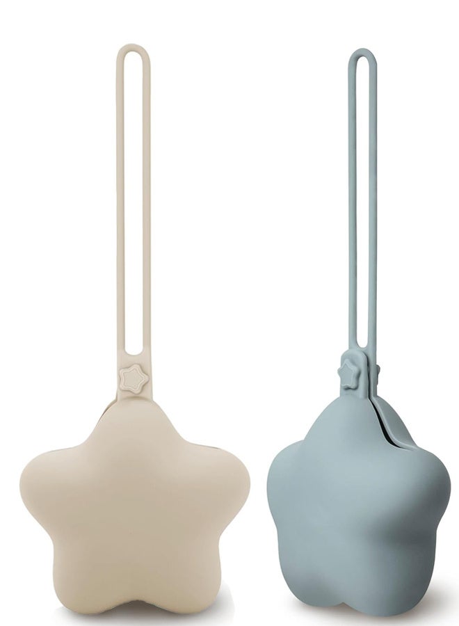 حافظة لهاية من قطعتين للحفاظ على نظافة اللهاية، صندوق لهاية لمستلزمات السفر للأطفال حديثي الولادة (رمادي/بيج) - Image 1