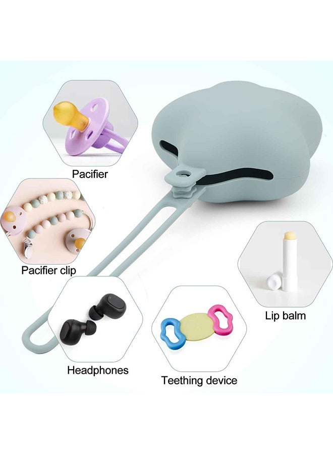 حافظة لهاية من قطعتين للحفاظ على نظافة اللهاية، صندوق لهاية لمستلزمات السفر للأطفال حديثي الولادة (رمادي/بيج) - Image 3