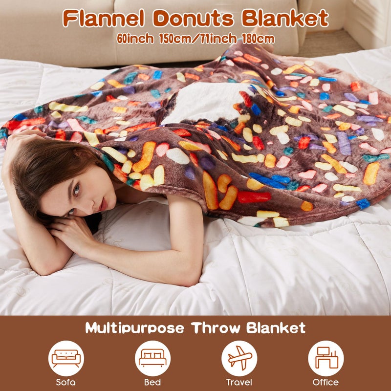 SeaRoomy Donuts Blanket, Wrap Throw Food Blanket, Novelty Funny Flannel Round Blankets Funny Gifts for Teens Boys and Girls - Image 2