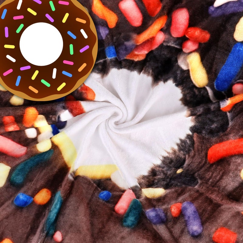 SeaRoomy Donuts Blanket, Wrap Throw Food Blanket, Novelty Funny Flannel Round Blankets Funny Gifts for Teens Boys and Girls - Image 3