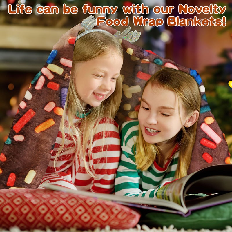 SeaRoomy Donuts Blanket, Wrap Throw Food Blanket, Novelty Funny Flannel Round Blankets Funny Gifts for Teens Boys and Girls - Image 4