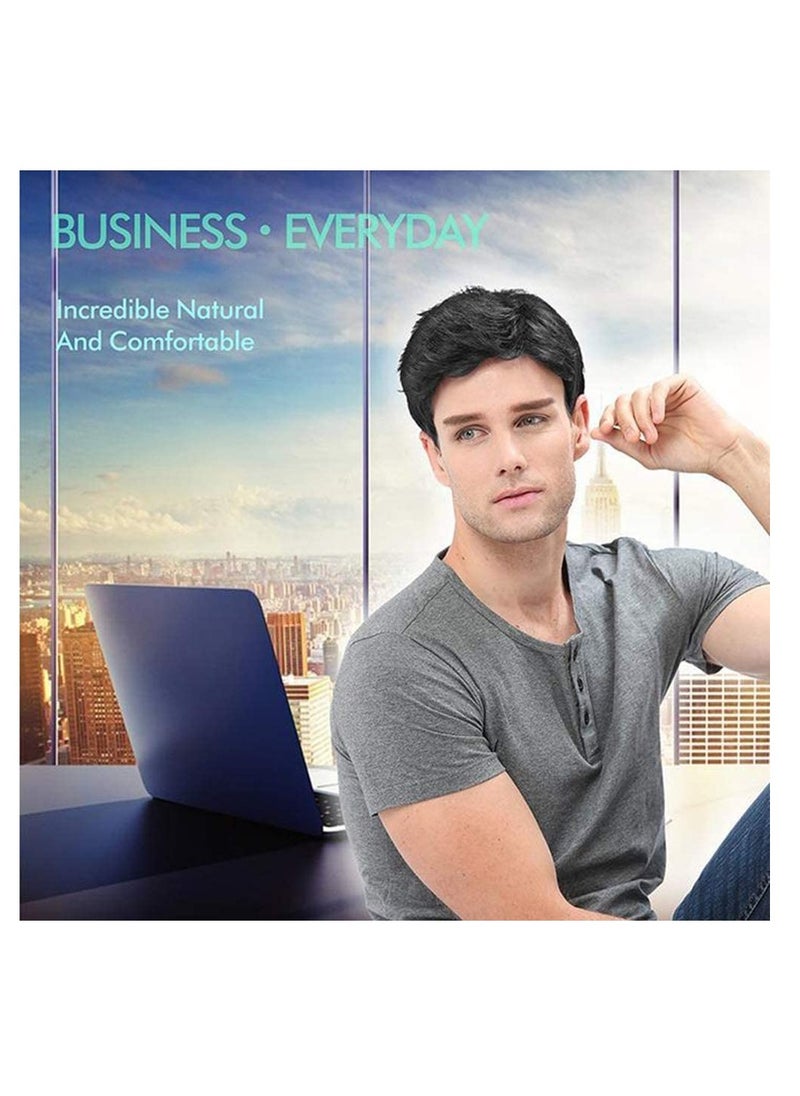 Estelle Men Wigs Natural Men's Short Hair Wig Micro Curly Wigs Hair Wig Estelle Black No 01  - Image 5