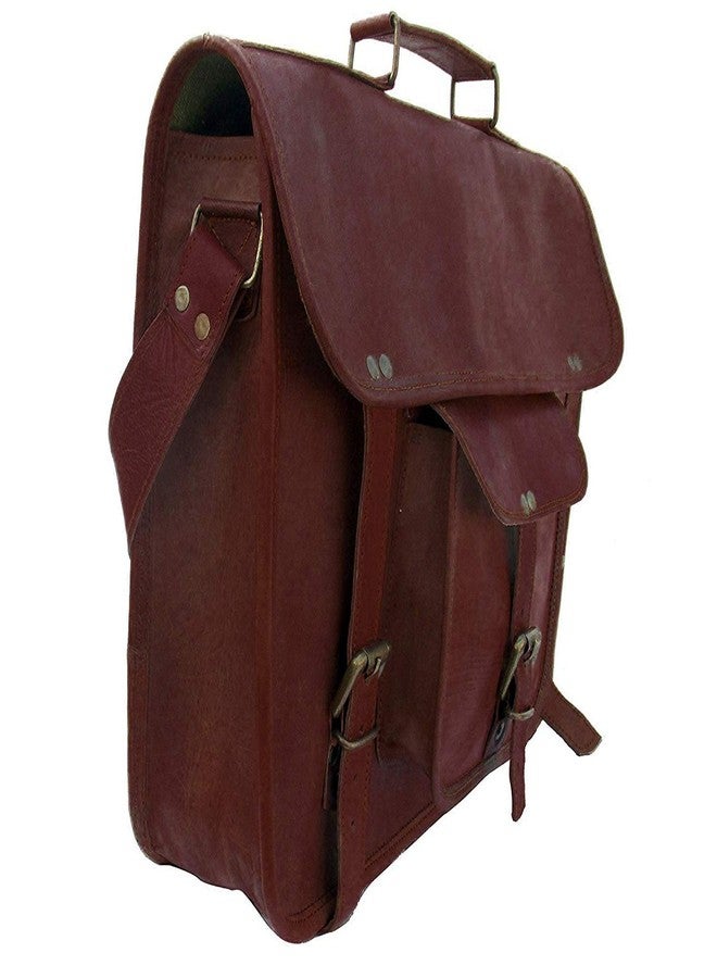 RSN 18 Inch Real Leather Brown Office Briefcase Cum Laptop Messenger Shoulder Bag - Image 2