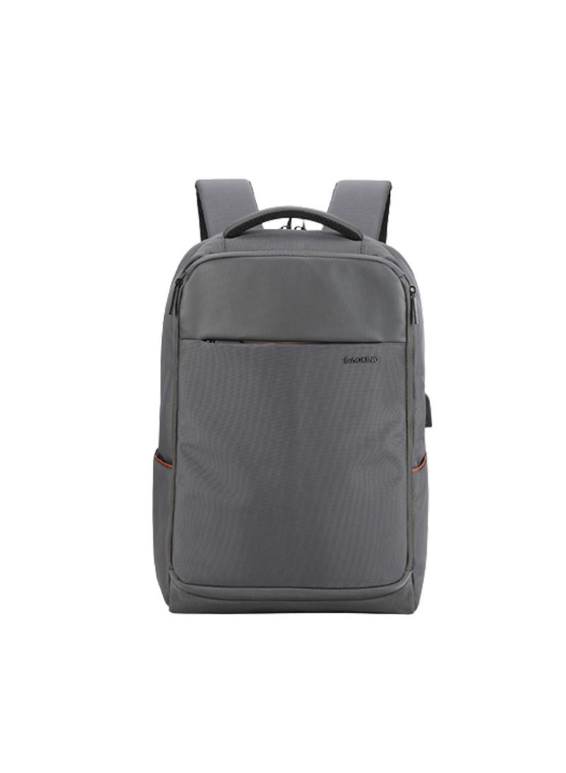 AOKING Classic Business Men's Large Capacity Waterproof Backpack for Household Travel Office Work Laptop Bag with USB Interface Grey - Image 1