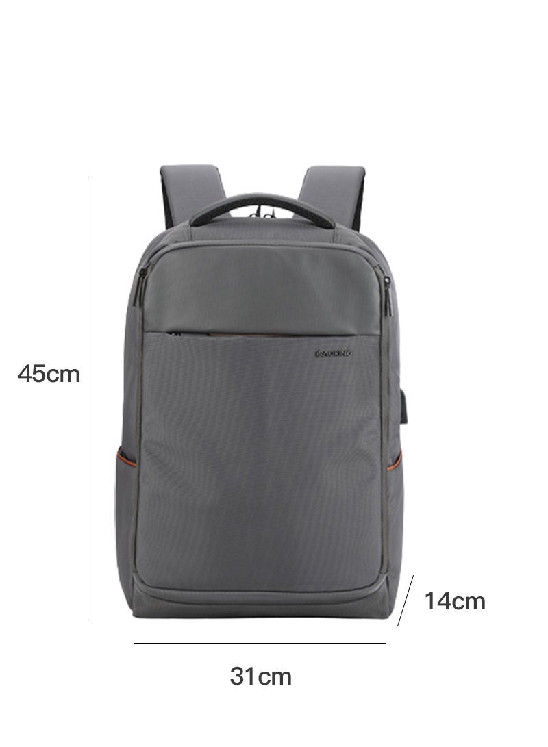 AOKING Classic Business Men's Large Capacity Waterproof Backpack for Household Travel Office Work Laptop Bag with USB Interface Grey - Image 5