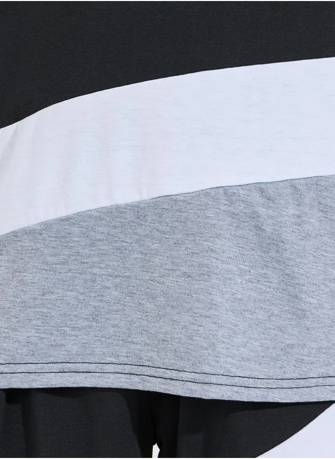 Styli Color Block T-Shirt & Shorts Set