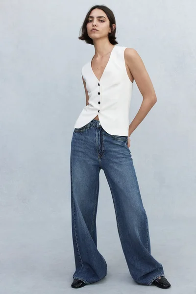 H&M Feather Soft Super Wide Ultra High Jeans