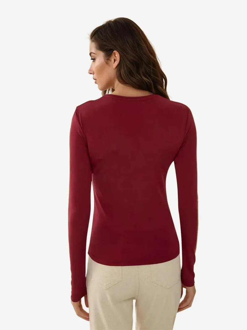 HICCUP  Slim Fit Crew Neck Long Sleeve Top for Women | Best Price UAE