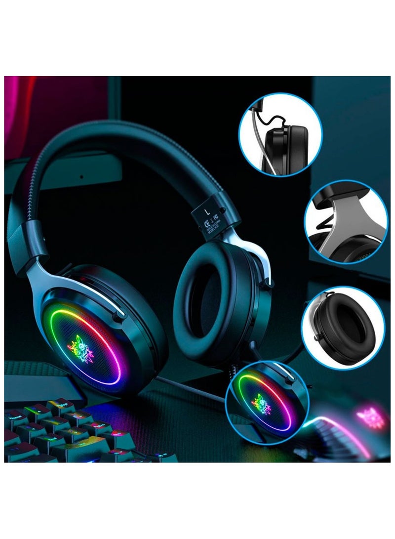 أونيكوما سماعة الألعاب السلكية ONIKUMA X10 RGB مع ميكروفون قابل للفصل - Image 3