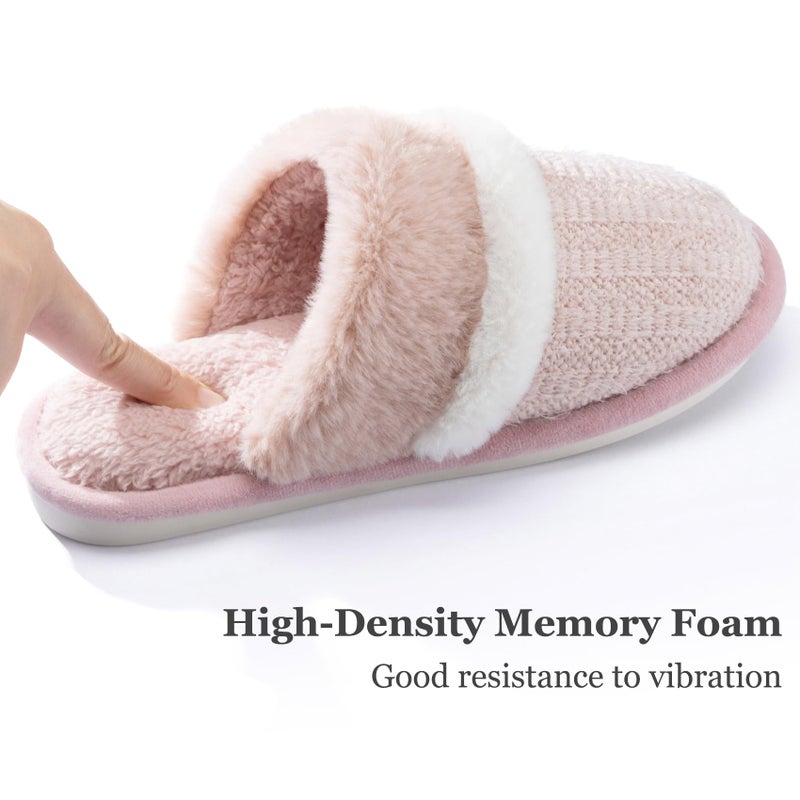 MAXTOP House Slippers for Women Fluffy Memory Foam Cute Cozy Fuzzy Slippers Slip on Anti-Skid Christmas Gifts for Women Mom Indoor and Outdoor Size 9 10 Pink - Image 5