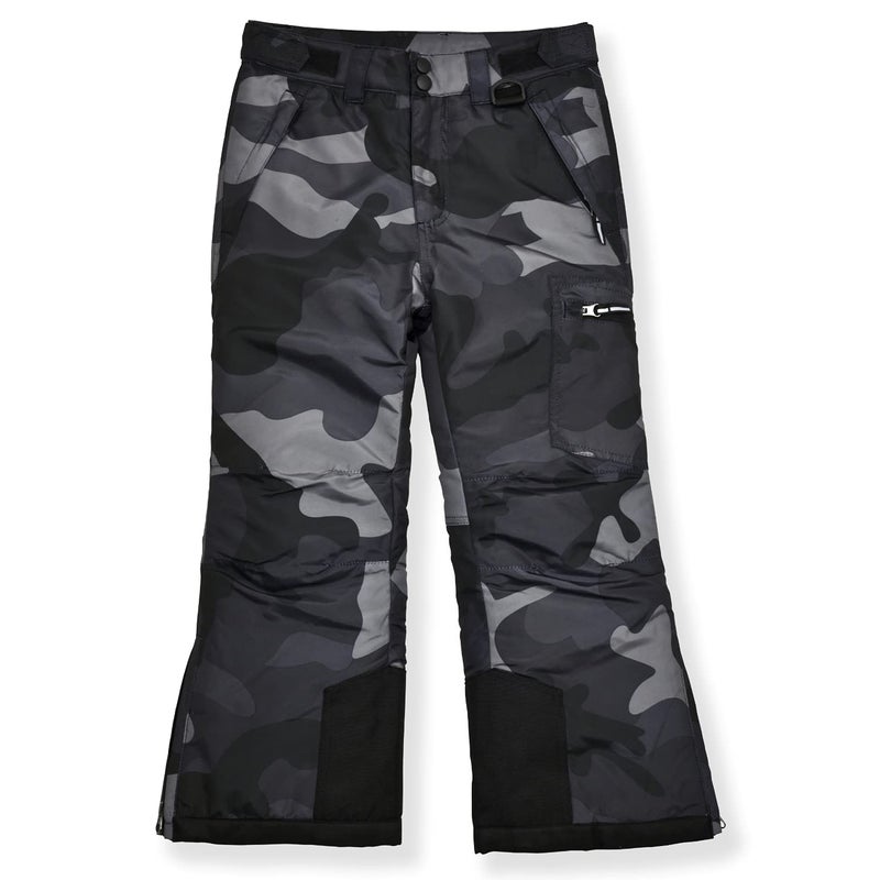 Arctic Quest Insulated Ski and Snow Pants for Boys and Girls, Water Resistant Trousers for Kids Black Camo - Image 1