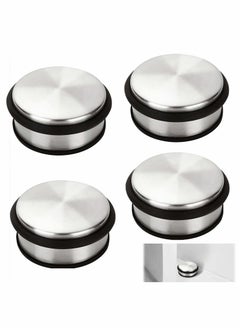 Excefore 4 PcsDoor Stop Stainless Steel, Heavy Duty Chrome Door Stopper with Rubber Buffer Ring, Metal Round Door Stoppers for Floor, Safety Door Wedge for Home Office  - Image 1