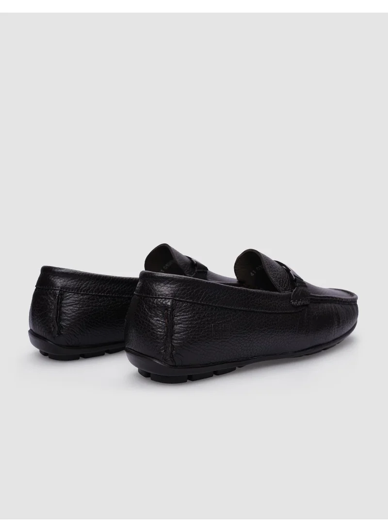 Cabani Leather Brown Buckle Detailed Men's Loafer