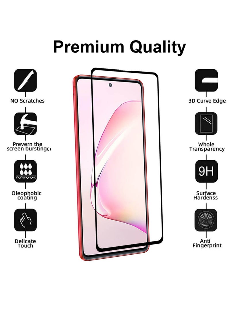 واقي شاشة لهاتف Samsung Galaxy Note 10 Lite - واقي شاشة من الزجاج المقوى من الحافة إلى الحافة، شفافية عالية، لمسة رقيقة، مضاد للانفجار، حواف مقوسة ناعمة، سهل التركيب