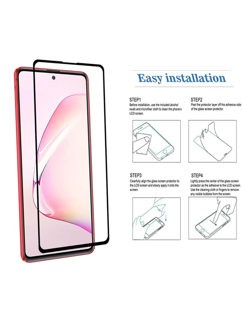 واقي شاشة لهاتف Samsung Galaxy Note 10 Lite - واقي شاشة من الزجاج المقوى من الحافة إلى الحافة، شفافية عالية، لمسة رقيقة، مضاد للانفجار، حواف مقوسة ناعمة، سهل التركيب