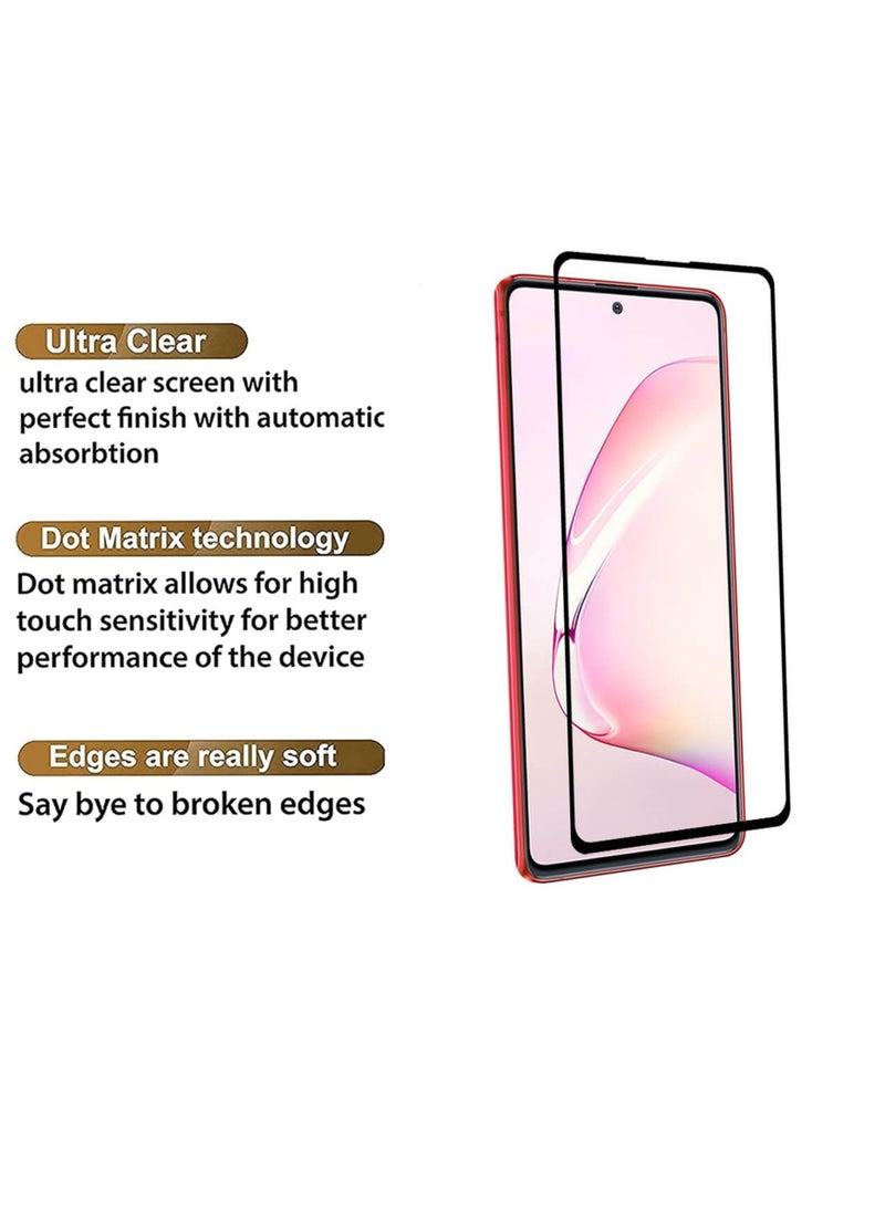 واقي شاشة لهاتف Samsung Galaxy Note 10 Lite - واقي شاشة من الزجاج المقوى من الحافة إلى الحافة، شفافية عالية، لمسة رقيقة، مضاد للانفجار، حواف مقوسة ناعمة، سهل التركيب