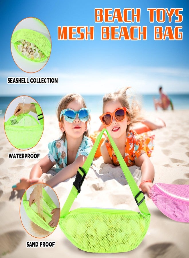 HERSAUL Shell Bag Mesh Beach Bag for Holding Shells Beach Toys Sand Toys Swimming Accessories for Boys and Girls (Green) - Image 2