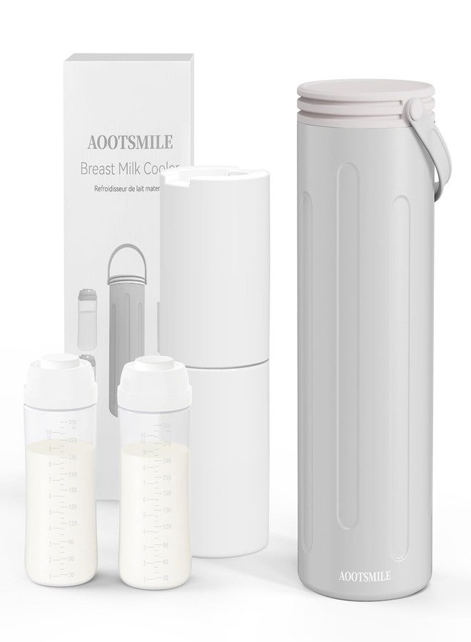 AOOTSMILE Portable Breast Milk Cooler for Travel, 22oz Large Capacity Breastmilk Chiller for Working Moms, 360° Cooling Keeps Milk Chilled 24 Hours, Includes 2 Baby Bottles, Breastfeeding Essentials - Image 1