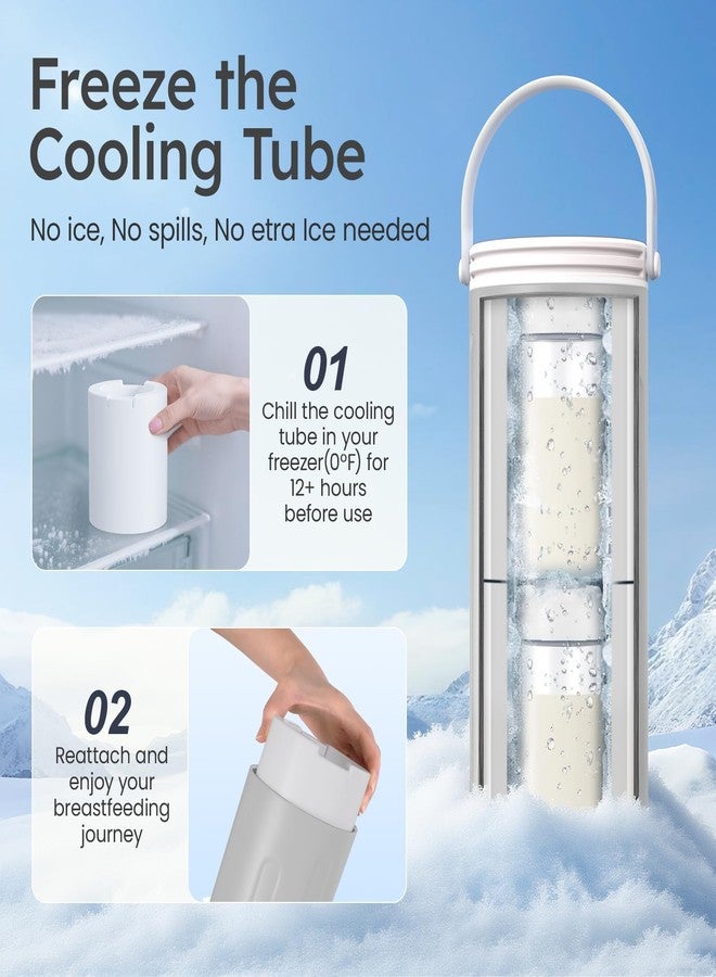 AOOTSMILE Portable Breast Milk Cooler for Travel, 22oz Large Capacity Breastmilk Chiller for Working Moms, 360° Cooling Keeps Milk Chilled 24 Hours, Includes 2 Baby Bottles, Breastfeeding Essentials - Image 4