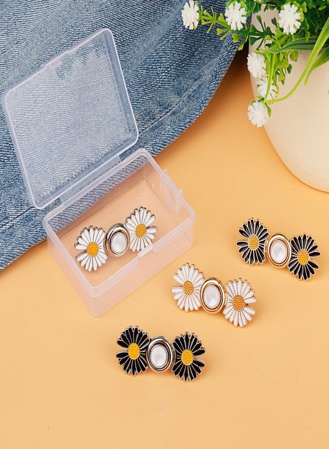 TOOVREN Pant Waist Tightener, Detachable Jean Buttons for Loose Jeans, No Sew and No Tools Button Pins for Jeans, Adjustable Jean Buttons Pins, Daisy Flower Instant Pants Button Tightener 4 Sets - Image 4