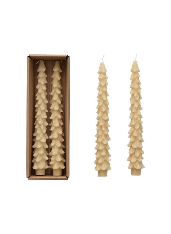 Creative Co-op شموع عمودية على شكل شجرة بدون رائحة من كرييتيف كوو، بيج بيض عيد الميلاد، مجموعة مغلّفة من 2 - Image 1
