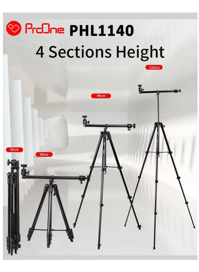 ProOne PHL1140 Portable Camera & Phone Tripod (2 Clips Included) - Adjustable 4-Section Tripod for Vlogging, Photography & Live Streaming  - Image 5