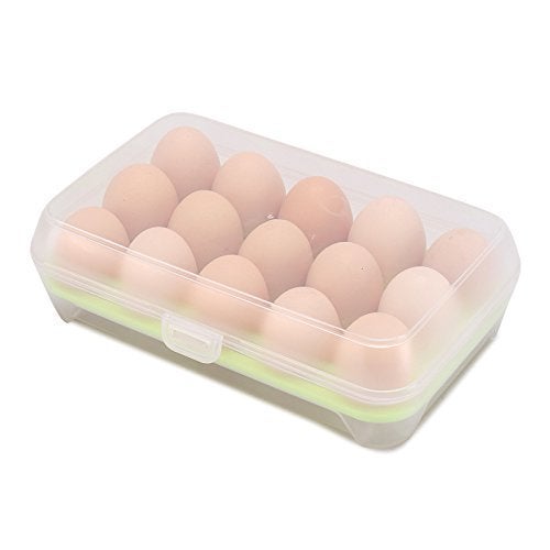 QUALIZA 15 grids Egg Storage Box Container Tray for Fridge with Eggs Preservation Carry BoxCase Tray15 Grids - Image 1