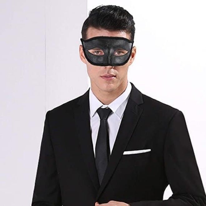 ChicAbode Black Masquerade Mask, Venetian Masquerade Mask Set, Lace Mask and Painted Pattern Half Face Dress Up Mask, Party Costume Accessories, Retro Halloween Mask, Phantom of the Opera, Couple Mask Carnival - Image 3