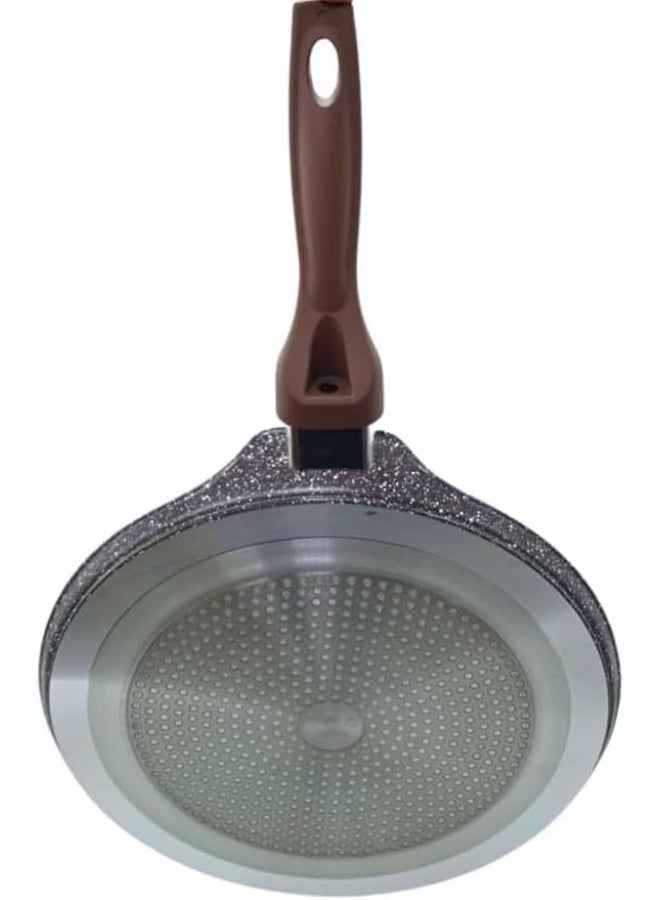 Granite Crepe Pan – 32cm Non-Stick Scratch-Resistant Forged Aluminum Pan with QuanTanium Coating (Brown)