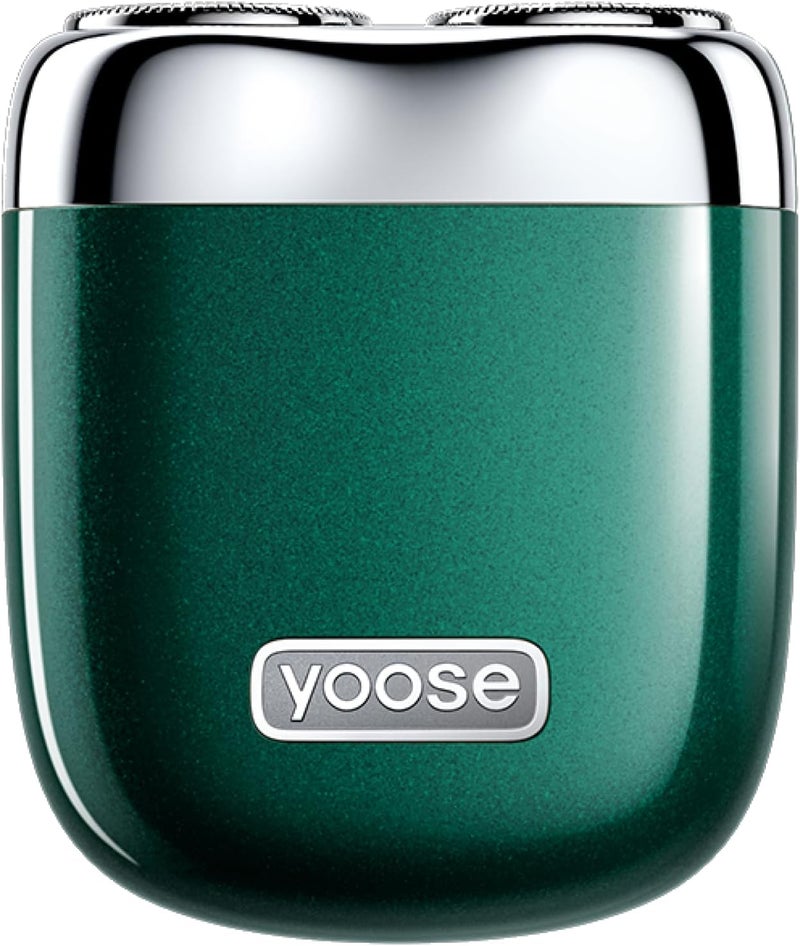 YOOSE Mini Men's Electric Shaver, Men's Alloy, IPX7 Waterproof Electric Shaver with 8000 rpm Motor, Type C Cable and Magnetic Shaving Head, Green - Image 1
