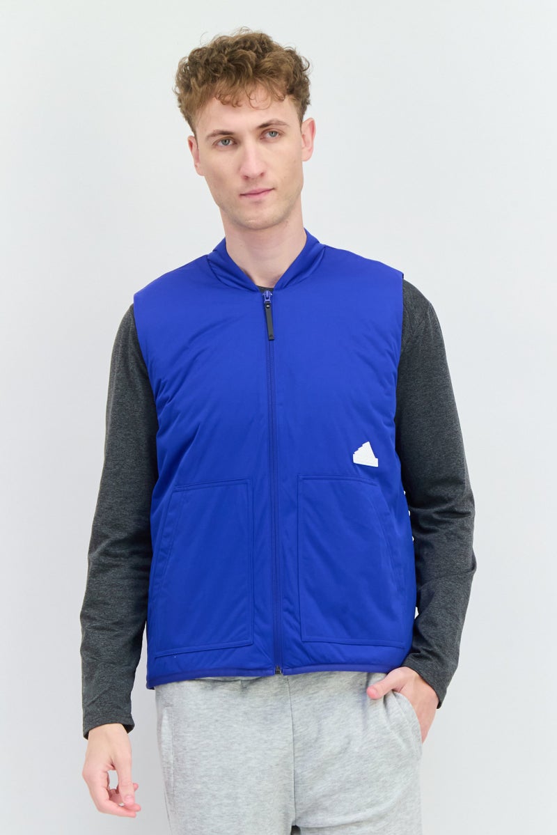 Adidas سترة رياضية للرجال بدون أكمام، خارجية، زرقاء - Image 1