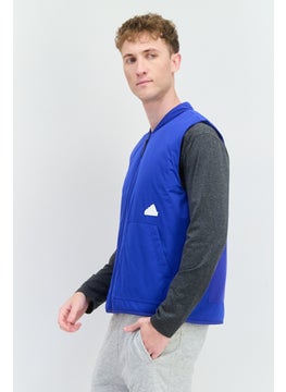 Adidas Men Sportswear Fit Sleeveless Outdoor Jacket Vest, Blue  - Image 2