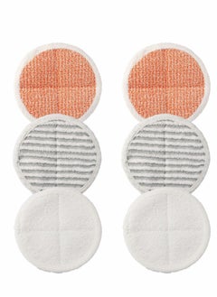 KASTWAVE 6 Pack Replacement Pads Compatible with  Bissell Spinwave 2124, 2039A, 2307, 23157, 20391, 20399 Powered Hard Floor Mop， Replacement Mop Pads （white, orange, off-white strips）  - Image 2