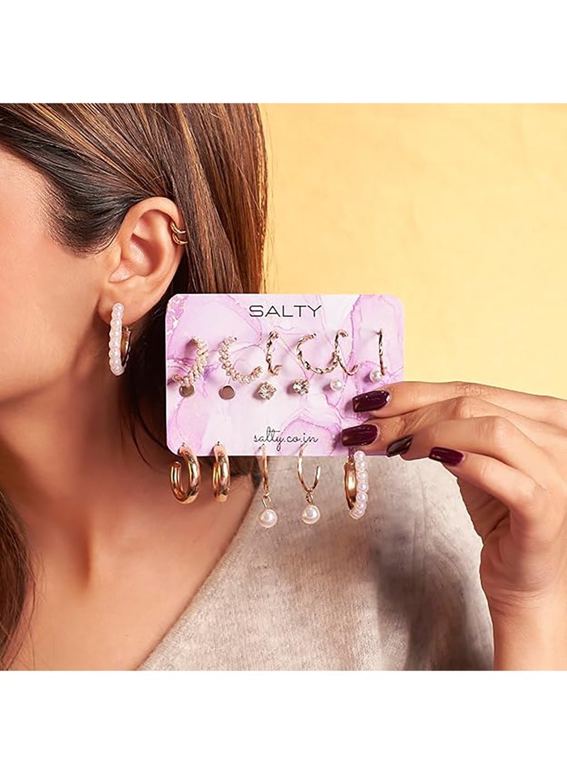 سالتي مجموعة سالتي من ١٧ قرطًا بوهيميًا وقلادة إنفينيتي اللانهائية للنساء | طقم مجوهرات أنيق ومتين | ملابس عصرية يومية | هدية للزوجة والأخت والأم | مثالية لأعياد الميلاد والديوالي - Image 1