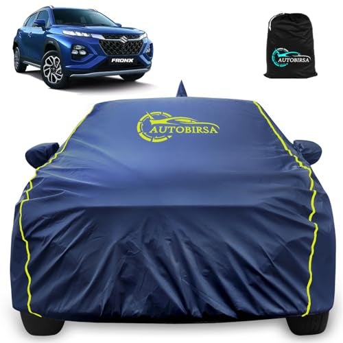 Autobirsa Waterproof Car Body Cover for Maruti FRONX 100% All Weather Proof with Mirror & Antenna Packet & Full Bottom Elistic, Triple Stitching with 100% Nail Proof Cover Navy Blue - Image 1