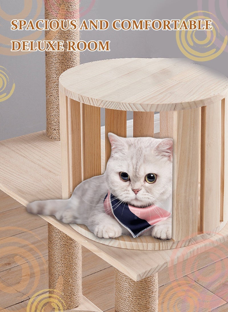 Kidle Solid Wood Cat Tree Cat Tower Cat Climbing Frame Cat Jumping Platform Cat Scratching Post Cat House - Image 2
