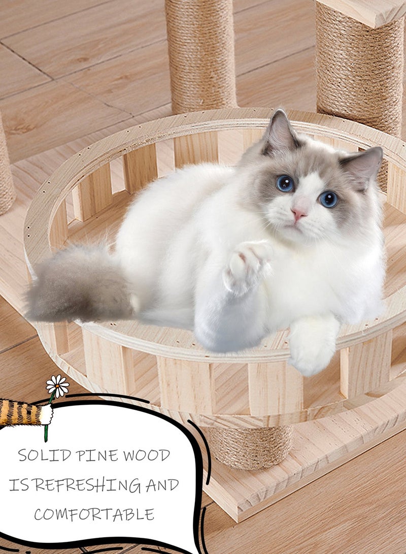 Kidle Solid Wood Cat Tree Cat Tower Cat Climbing Frame Cat Jumping Platform Cat Scratching Post Cat House - Image 3