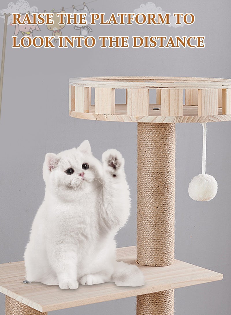 Kidle Solid Wood Cat Tree Cat Tower Cat Climbing Frame Cat Jumping Platform Cat Scratching Post Cat House - Image 5
