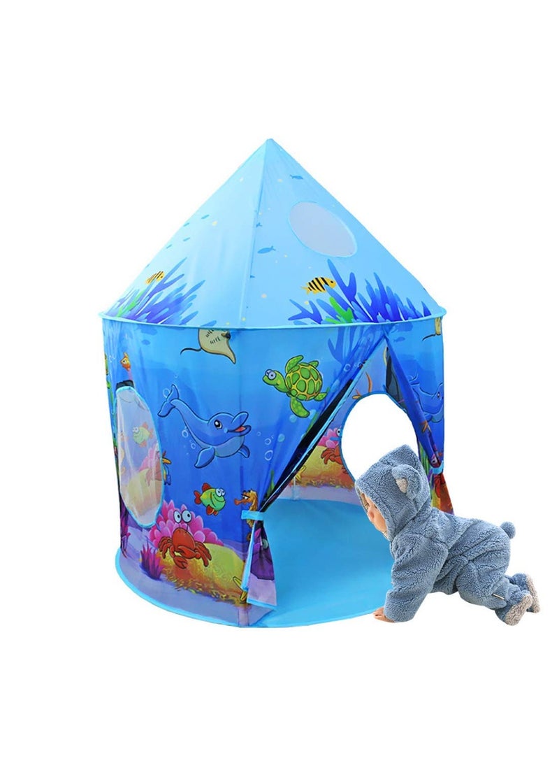 SYOSI Ocean Play Tent for Kids, Marine Undersea Animals Themed Playhouse Indoor Outdoor Games Party Children Pop Up Foldable Tent Birthday Toy for Boys Girls Baby, Ideal Gift in Holiday & Birthday - Image 2