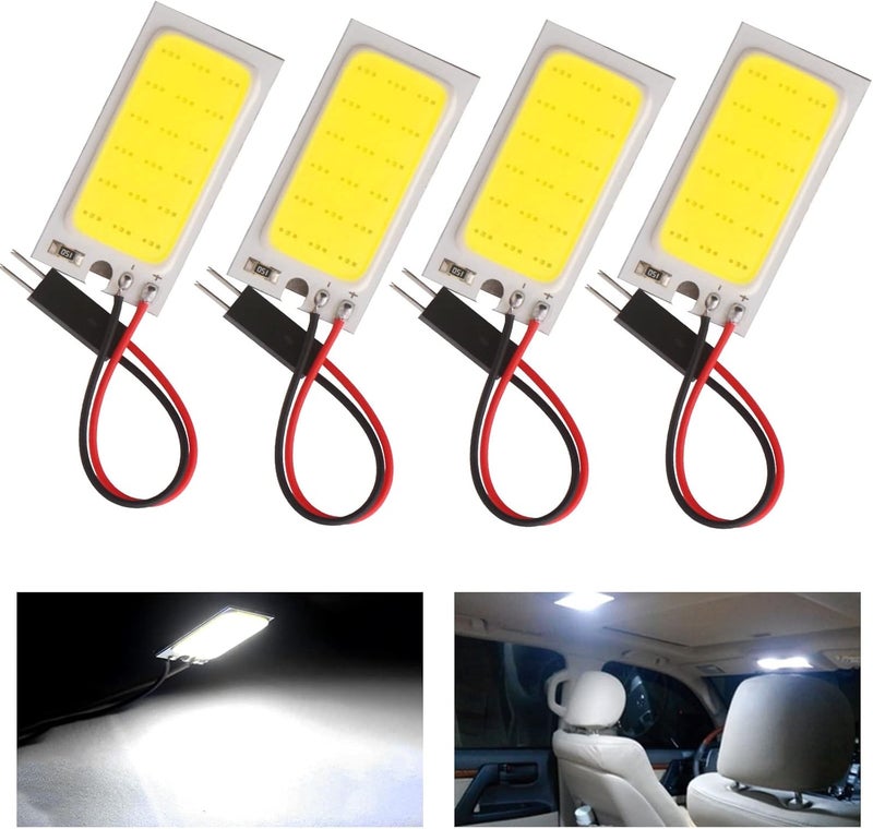 EverBright إيفربرايت 4-عبوة مصباح قبة LED COB أبيض فائق 18-SMD لداخل السيارة - Image 1