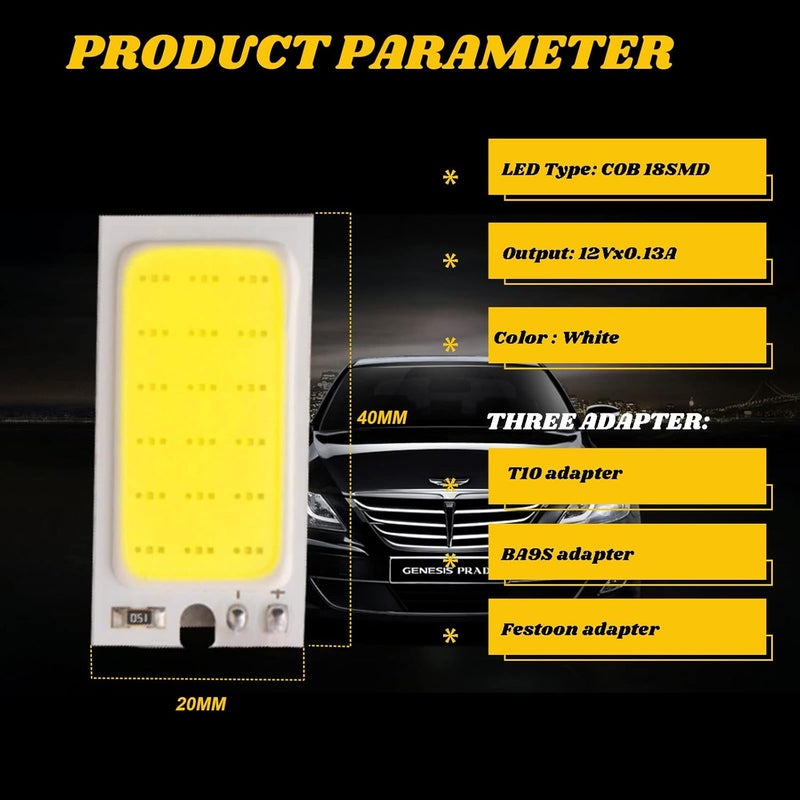 EverBright إيفربرايت 4-عبوة مصباح قبة LED COB أبيض فائق 18-SMD لداخل السيارة - Image 4