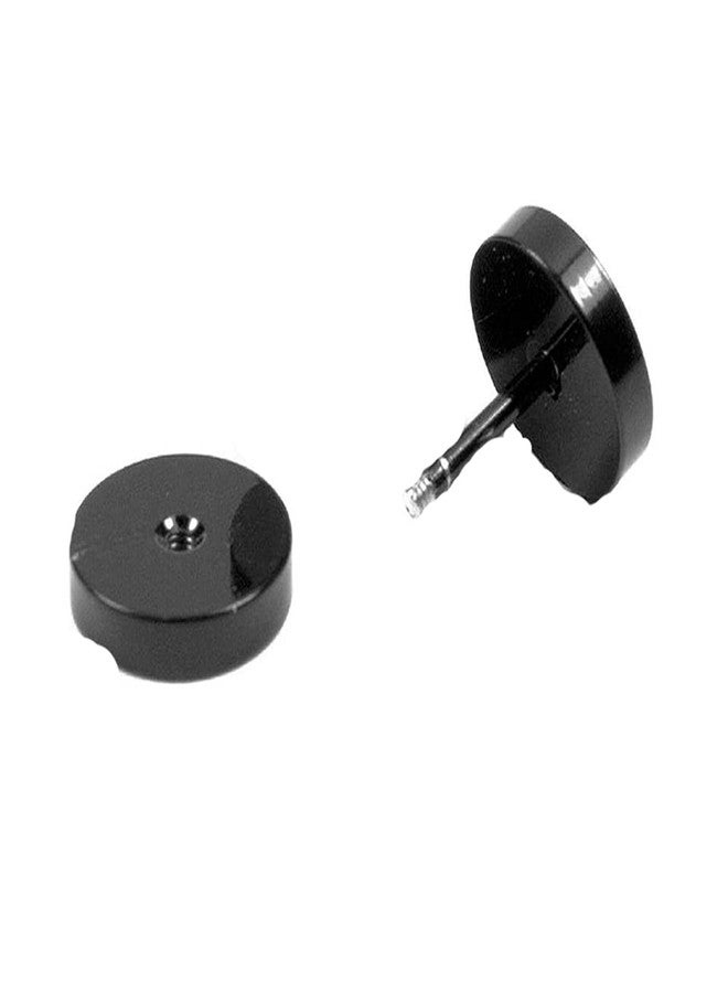 Kalaneet Combo of Square and Round Dumbell Ear Stud for Men and Women Black - Image 2